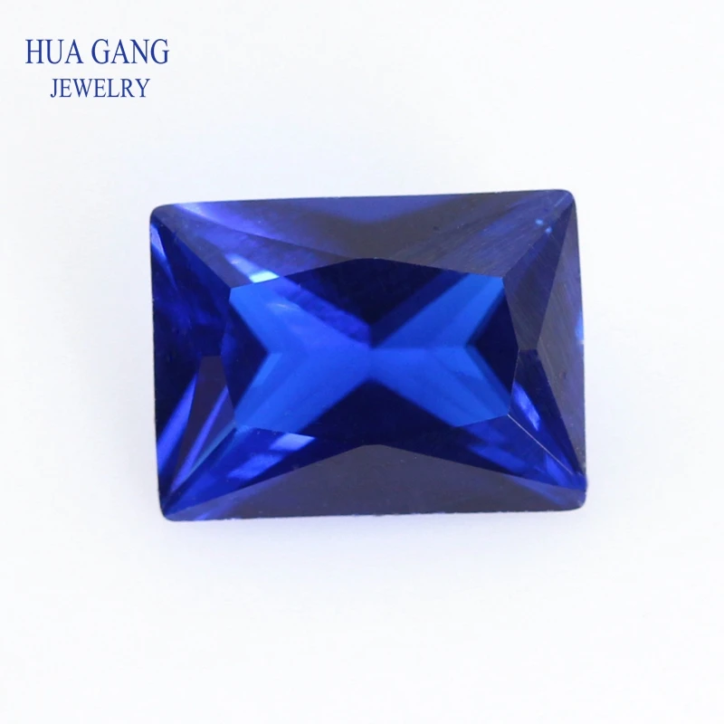 113# Blue Rectangle Shape Princess Cut Synthetic Spinel Stone For Jewelry Size 2x3mm~10x14mm