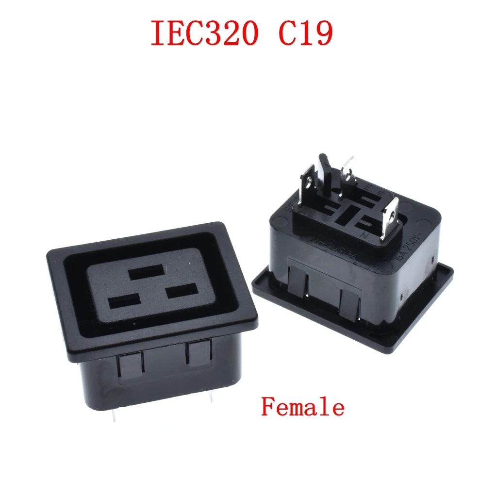 IEC 320 C20 C19  Panel Mount Plug Adapter AC 250V 16A 3 Pins IEC Inlet Plug Power Connector Socket