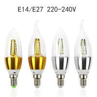 10PCS/LOT E14 Led Light  220V-240V 7W 9W Led Filament Bulb Candle Light Lamp Lampada Led Retro Edison Glass Crystal Chandeliers