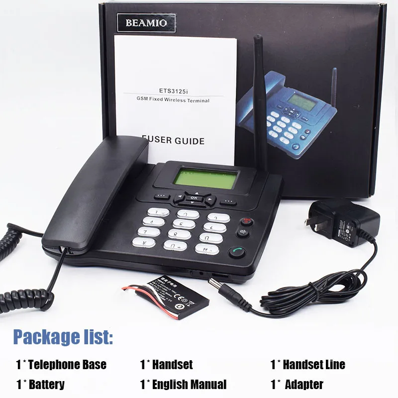 GSM 2G SIM Card Desktop Wireless Phone Home Landline Telephone With FM Radio Fixed Radiotelephone Wired Phone Home Black