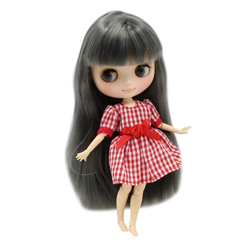 

Middie 1/8 Nude Blyth Doll gray straight hair with bangs Matte face 20cm DIY gift with hand set No.BL9016