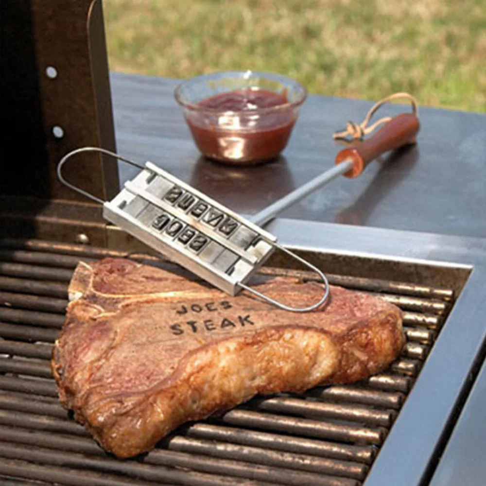 43cm BBQ Branding Iron Tong 55 Letters DIY Barbecue Letter Printed BBQ Steak Tool Meat Grill Forks Barbecue Tool Accessories