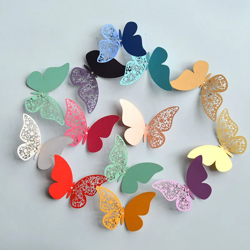 12pcs Pearl Paper Butterfly Wall Stickers half-hollow Colorful Wall Sticker for Wedding Party Room Decoration for Kids Room