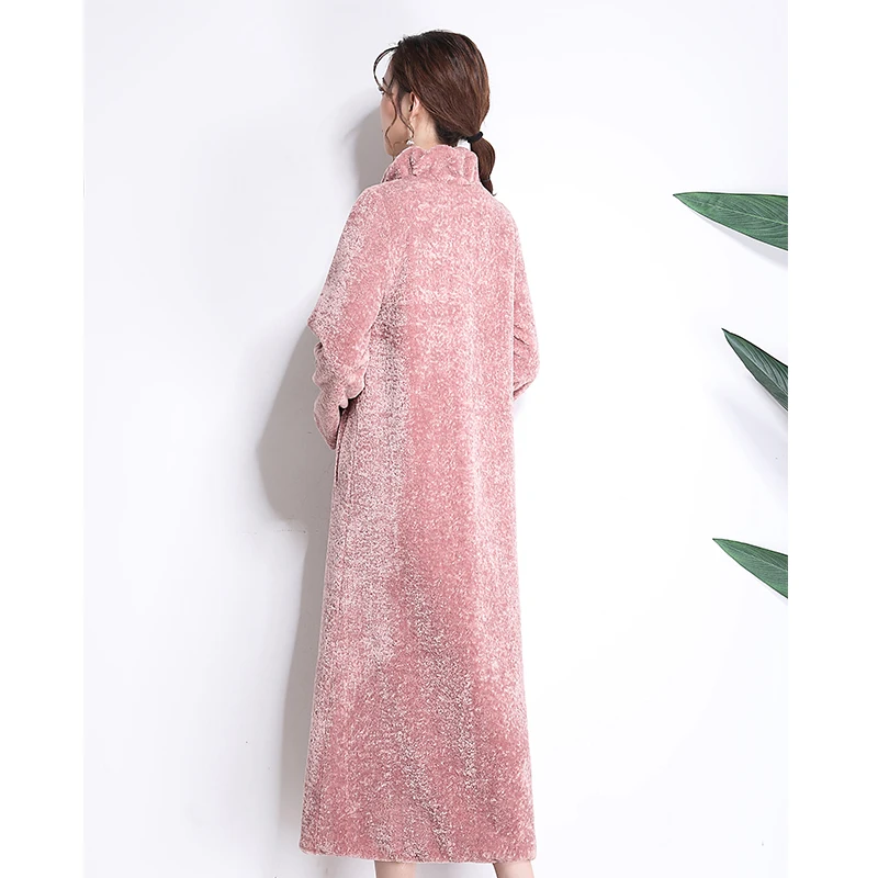 Nerazzurri Winter Fluffy Warm Soft Faux Fur Coat Women Fashion Casual Extra Long Fake Lamb Fur Overcoat Outerwear 5xl 6xl 7xl