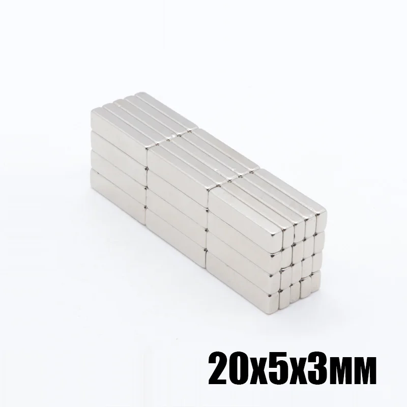 100pcs 20 x 5 x 3 mm Very Strong Neodymium Block Magnets 20x5x3 mm N35 Grade Powerful Magnet Permanent Magnet 20 x 5 x 3 mm