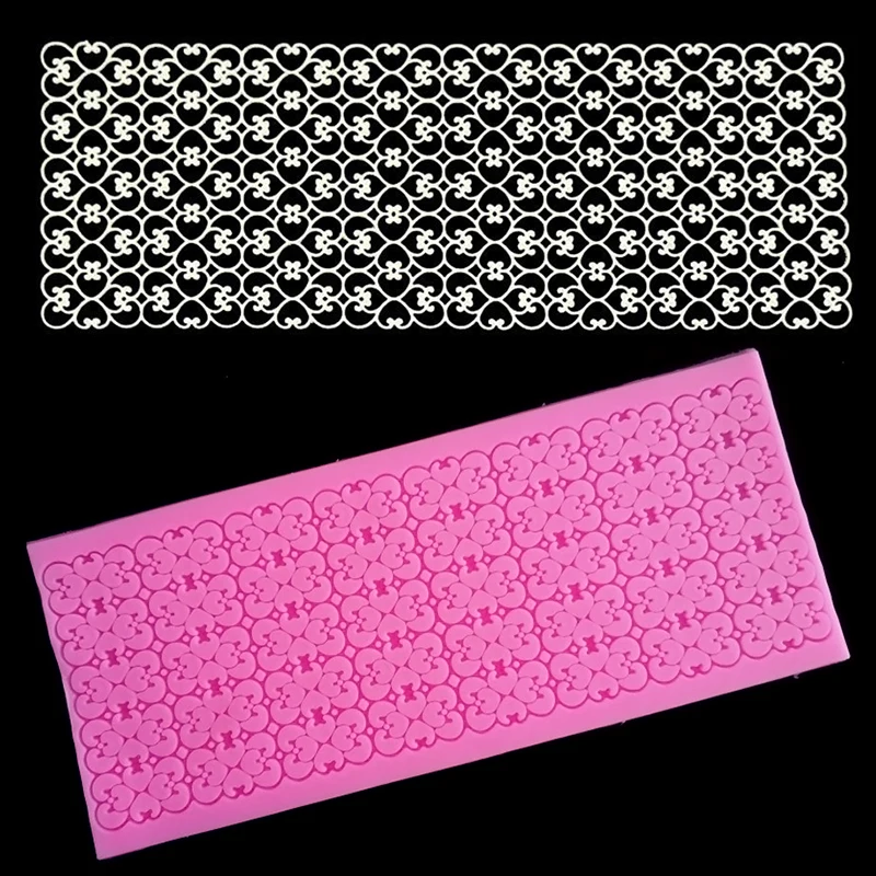 Large Rectangle Silicone Cake Fondant Mould DIY Mat Flower Lace Border Cake Mold Sugar Craft Baking Decorating Tools