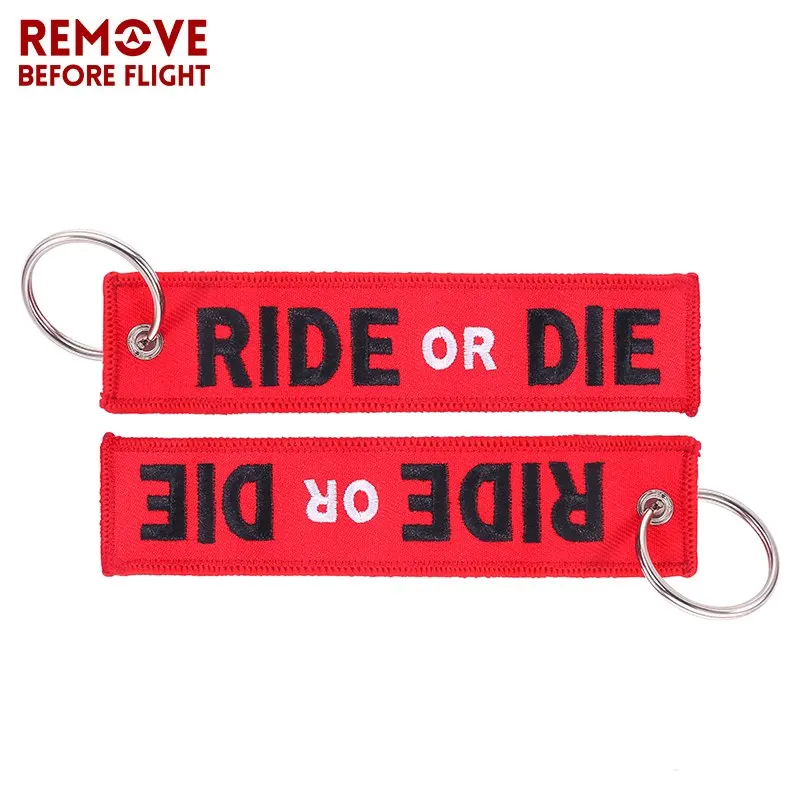 Fashion Key Holder Chain for Motorcycle RIDE OR DIE Keychain Jewelry Embroidery Key Tag Aviation Gift llavero Key Ring for Cars