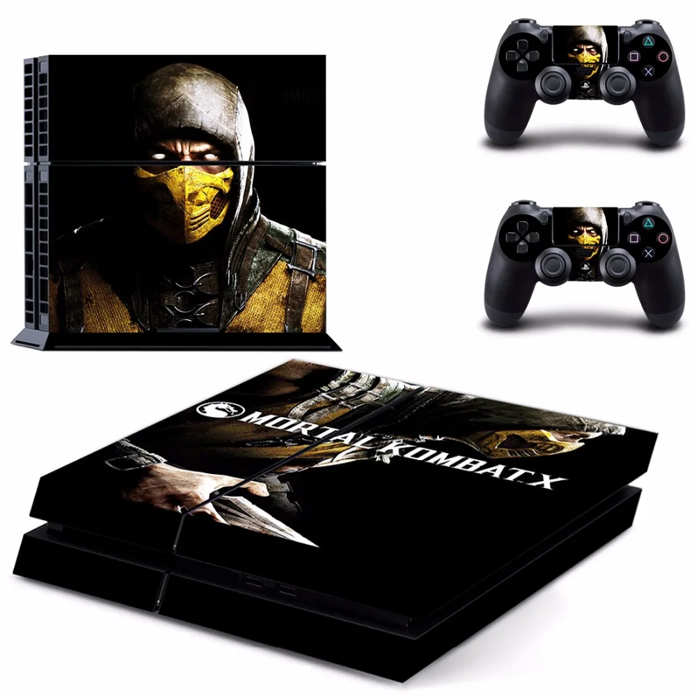 Game Mortal Kombat X PS4 Skin Sticker Decal For Sony PlayStation 4 Console and 2 Controllers PS4 Skins Sticker Vinyl