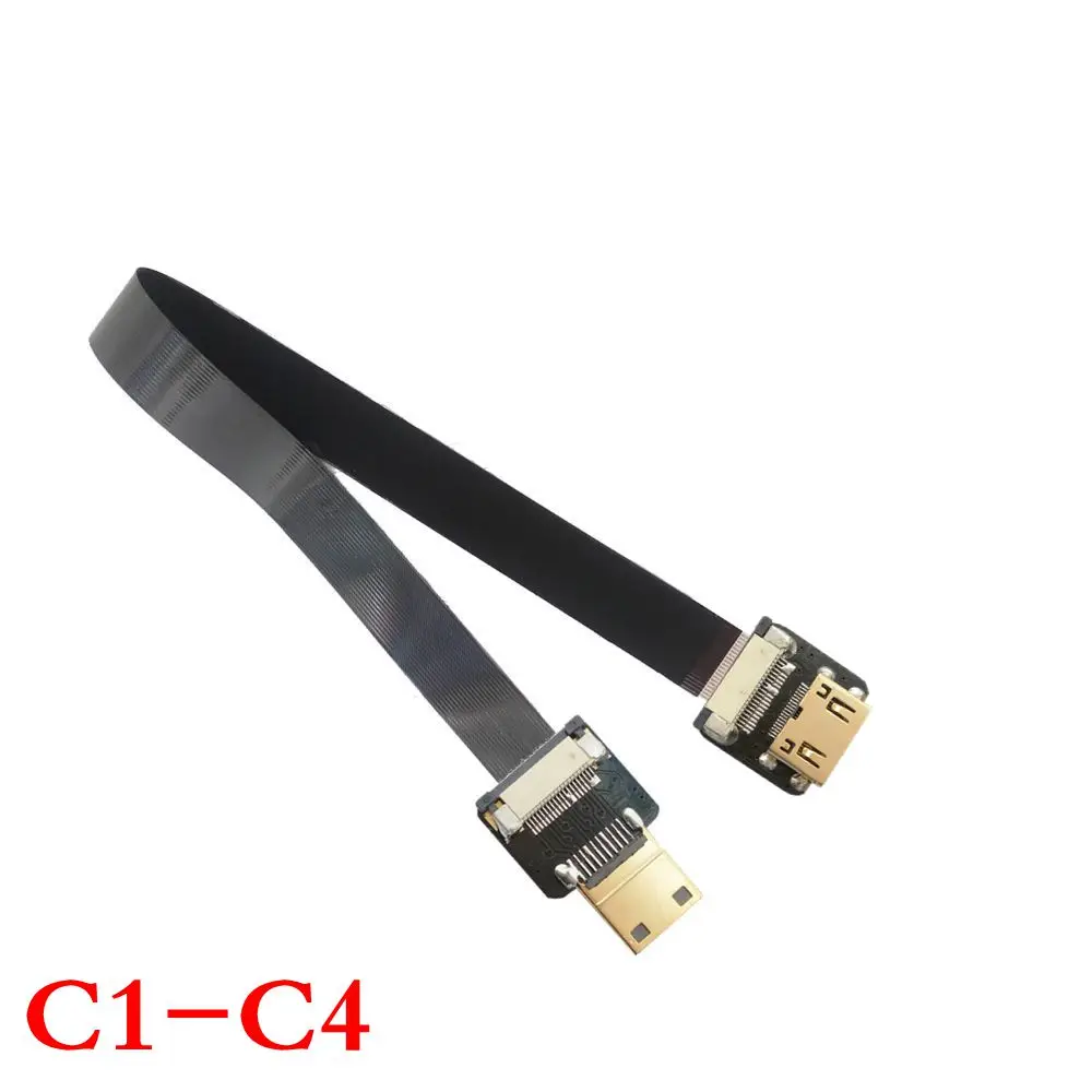 90 graus mini hdmi-macho compatível para macho fpc plano fpv hdmi-cabo compatível para fotografia aérea multicopter 5cm-1m