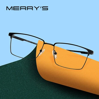 MERRYS DESIGN 남성용 티타늄 합금 안경테, 초경량 근시 처방 안경, 남성용 광학 프레임, S2045