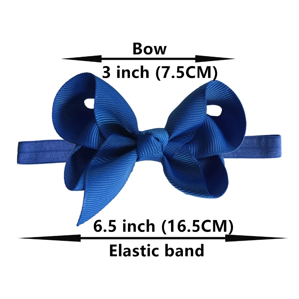 3 inch Hair Bow with FOE Elastic Headbands Nylon Hairbands Boutique Baby Girls Hair Accessories Jojo Bow Hairbands 40 pcs