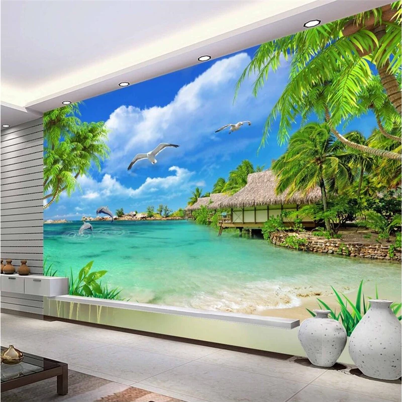 

beibehang Custom photo WallPaper Tropical Maldives Tourism Landscape Luxury Wall Covering Bedroom Mural TV Background Wallpaper