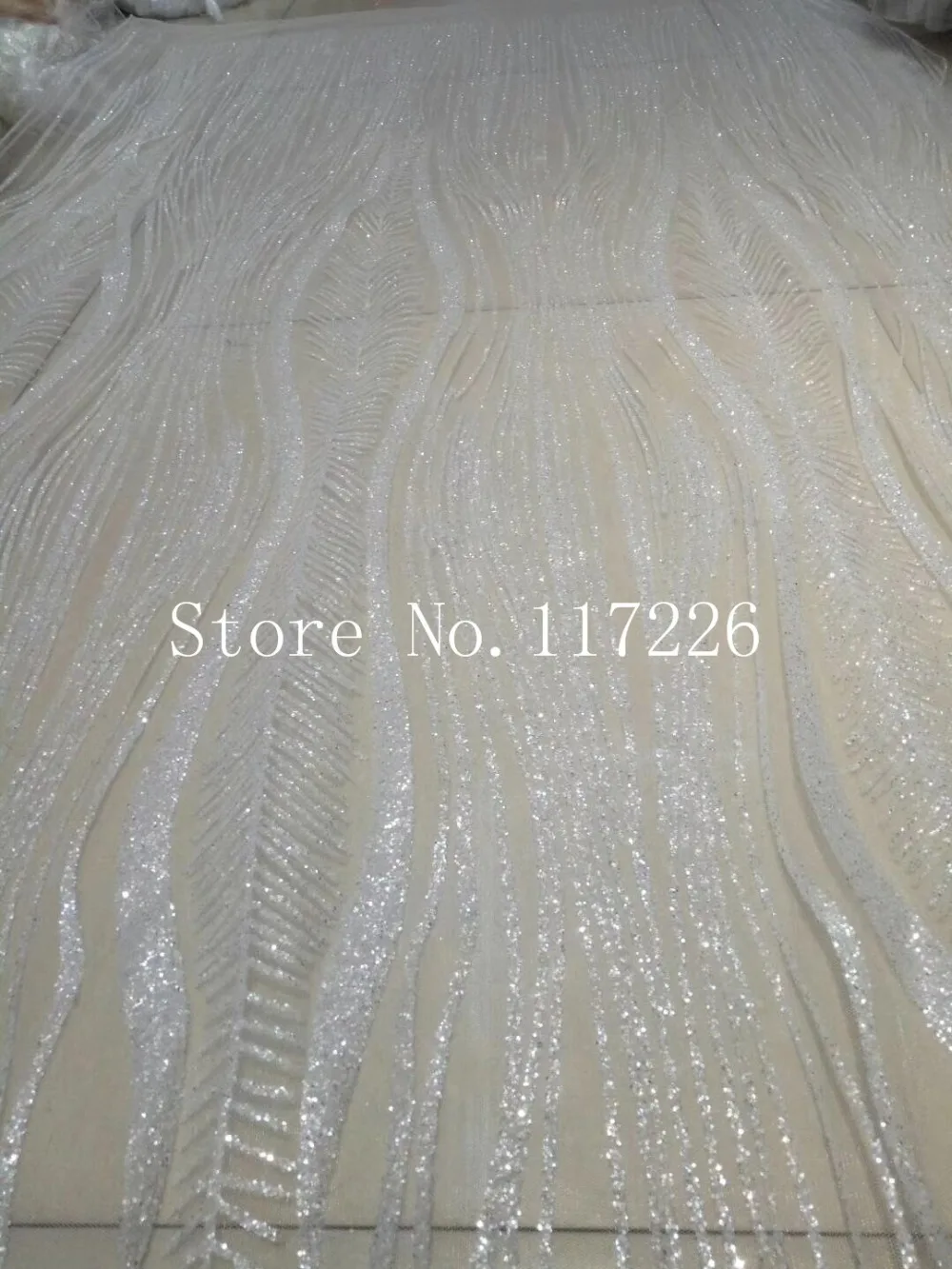 

Newest JRB-52620 african sequins tulle mesh fabric sparkly glued glitter sequins lace fabric in clear white