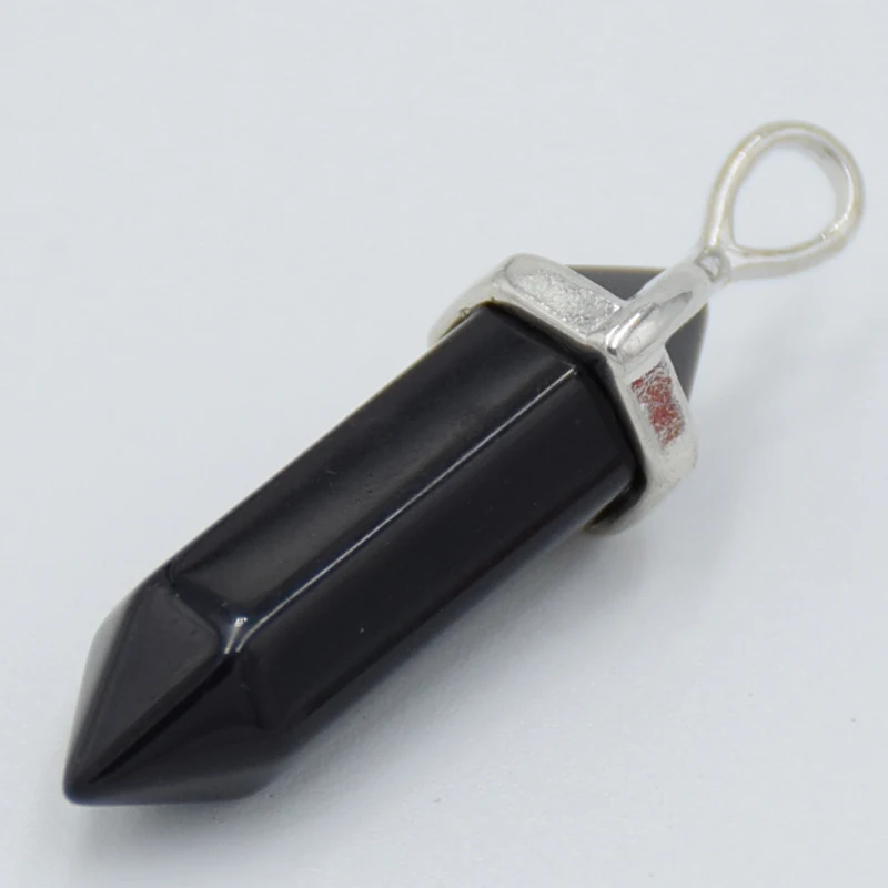 Natural Tiger eye Stone Purple Crystal Quartzs Pendant Hexagonal Column Pillar Bicone Faceted Bead Pendulum Charm Pendants