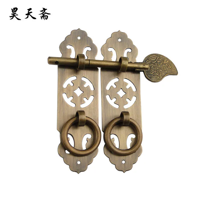 

[Haotian vegetarian] copper door handle HTC-191 classical Chinese antique bookcase handle sent straight plug