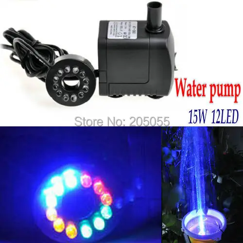 

15W 12LED Hydroponic Water Pump Submersible Aquarium waterproof for Fish Tank Garden pond fountain Indoor Outdoor colorful