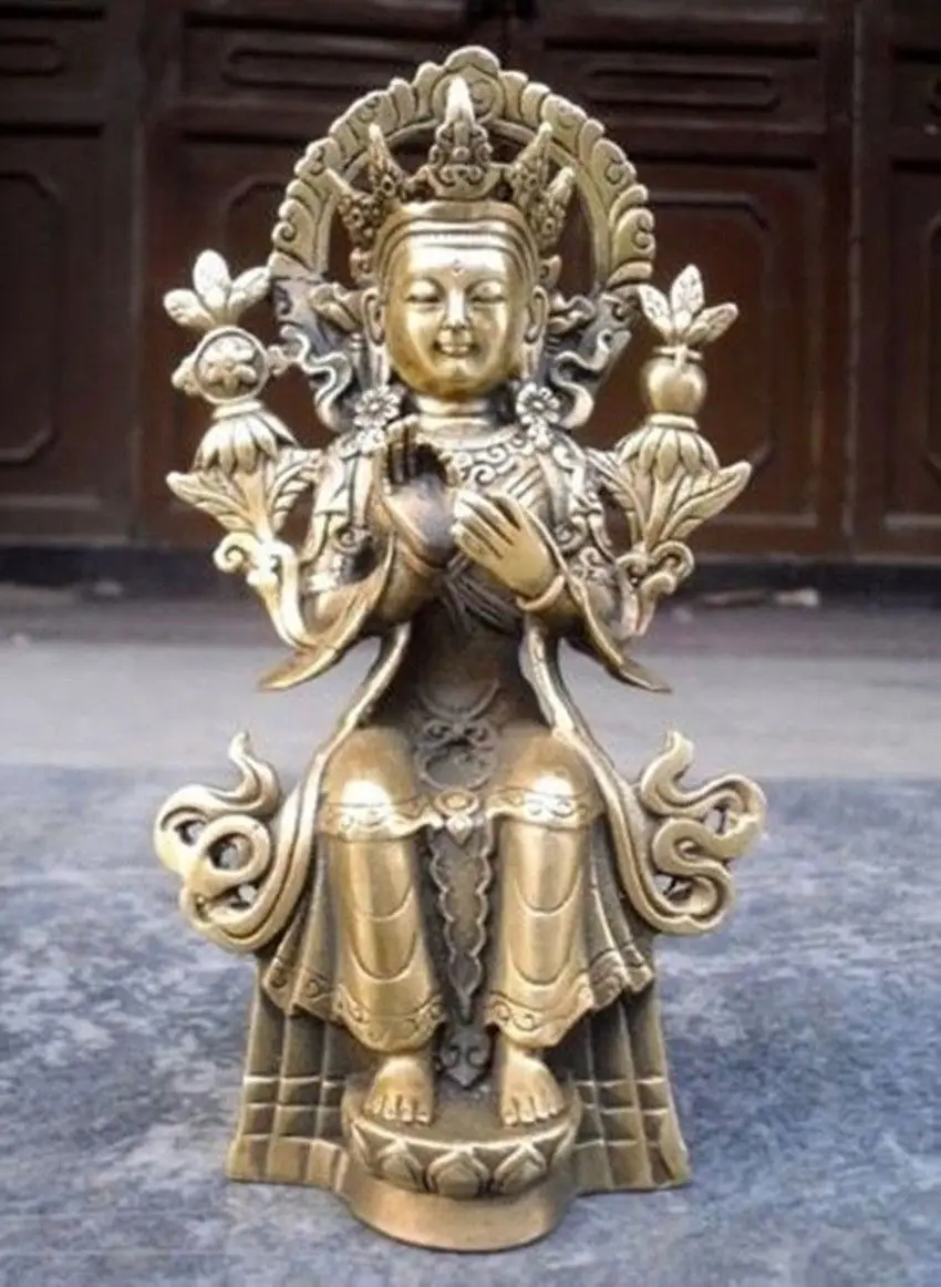 

Elaborate Chinese Tibet Buddhism Maitreya Brass Buddha Statue