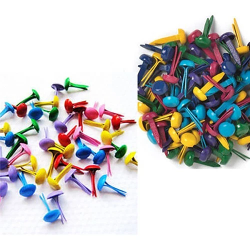 100Pcs Mixed Color Scrapbooking Card Making Craft DIY Round Mini Iron Brads ！