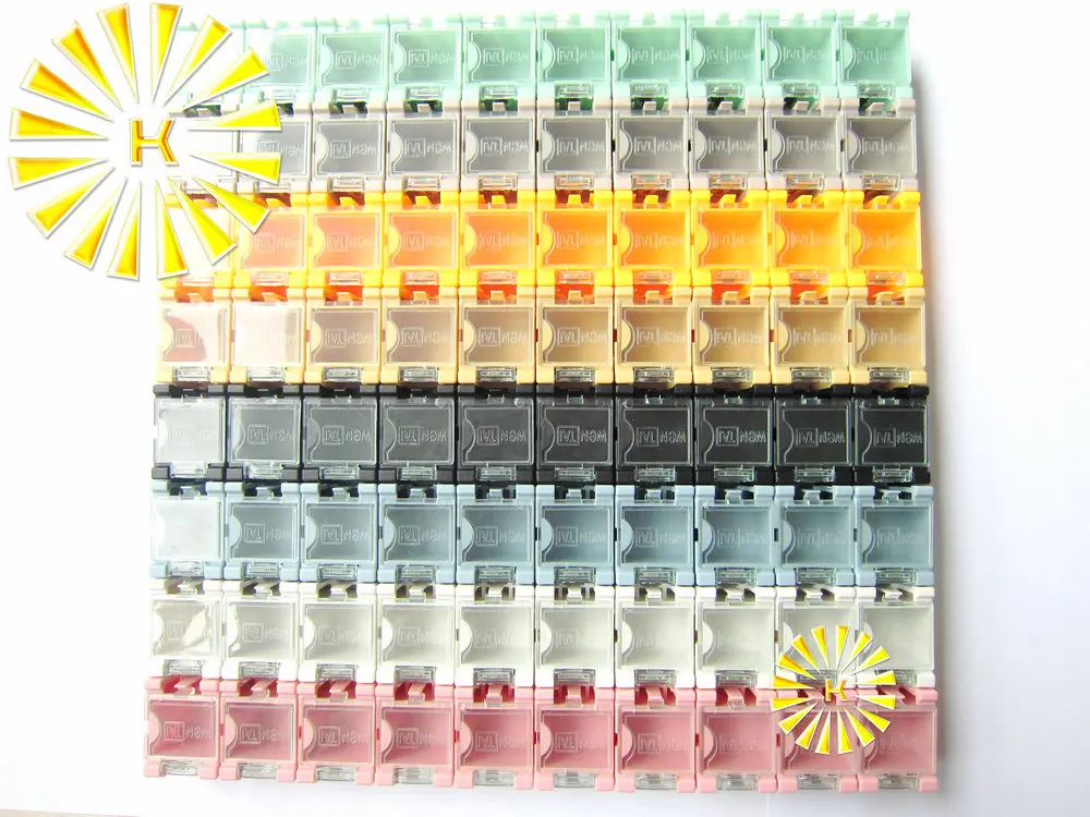 High quality 80pcs x SMD Capacitor Resistor SMT Electronic Component Mini Storage box Practical Jewelry storaged Case 8 colors