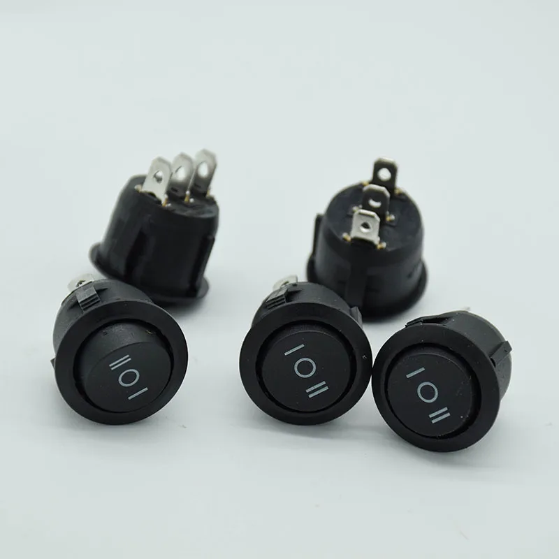 5Pcs ON/OFF/ON 3 Position 3Pin SPDT Round Boat Rocker Switch 6A/250V 10A/125V AC hopping