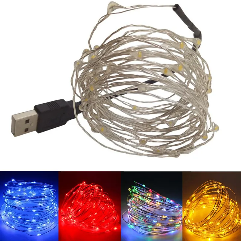 

1Ppcs 5V USB LED String Light 10M Silver wire Waterproof Fairy LED Christmas Lights For Wedding Party Holiday Decoration