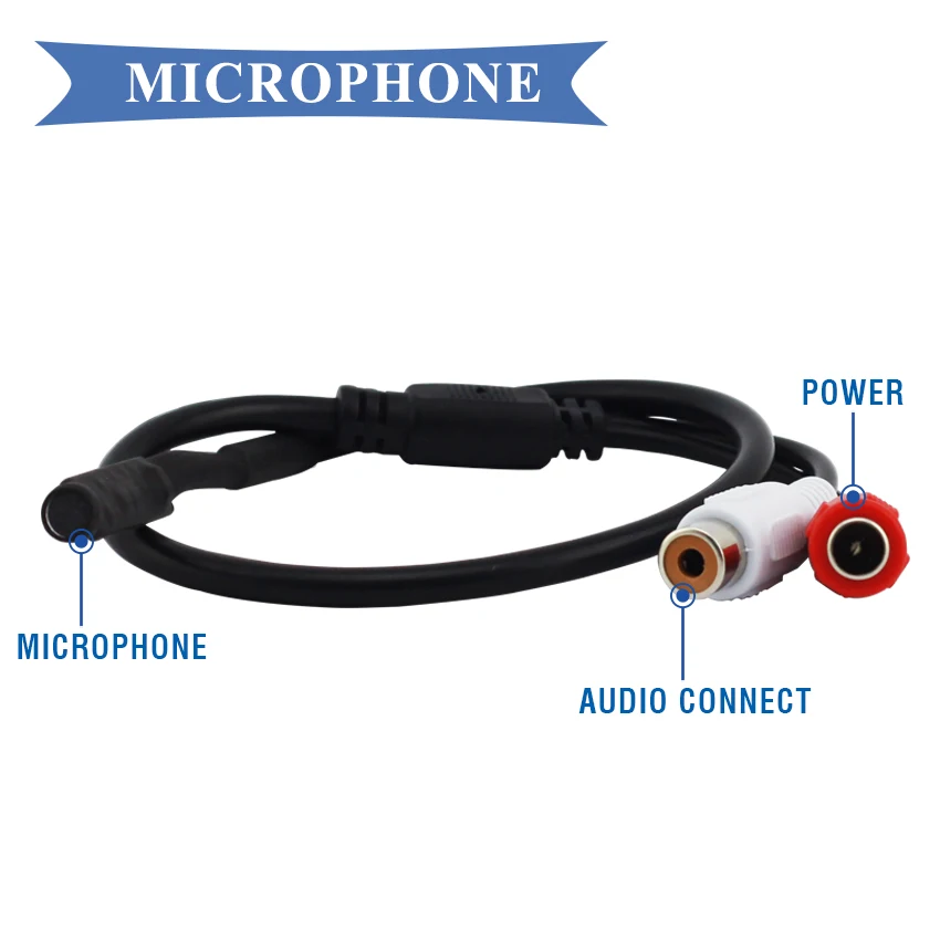 Dispositif de ramassage Audio de Microphone blanc CCTV, Mini Microphone haut, dispositif de ramassage Audio vocal, moniteur sonore pour les caméras de sécurité