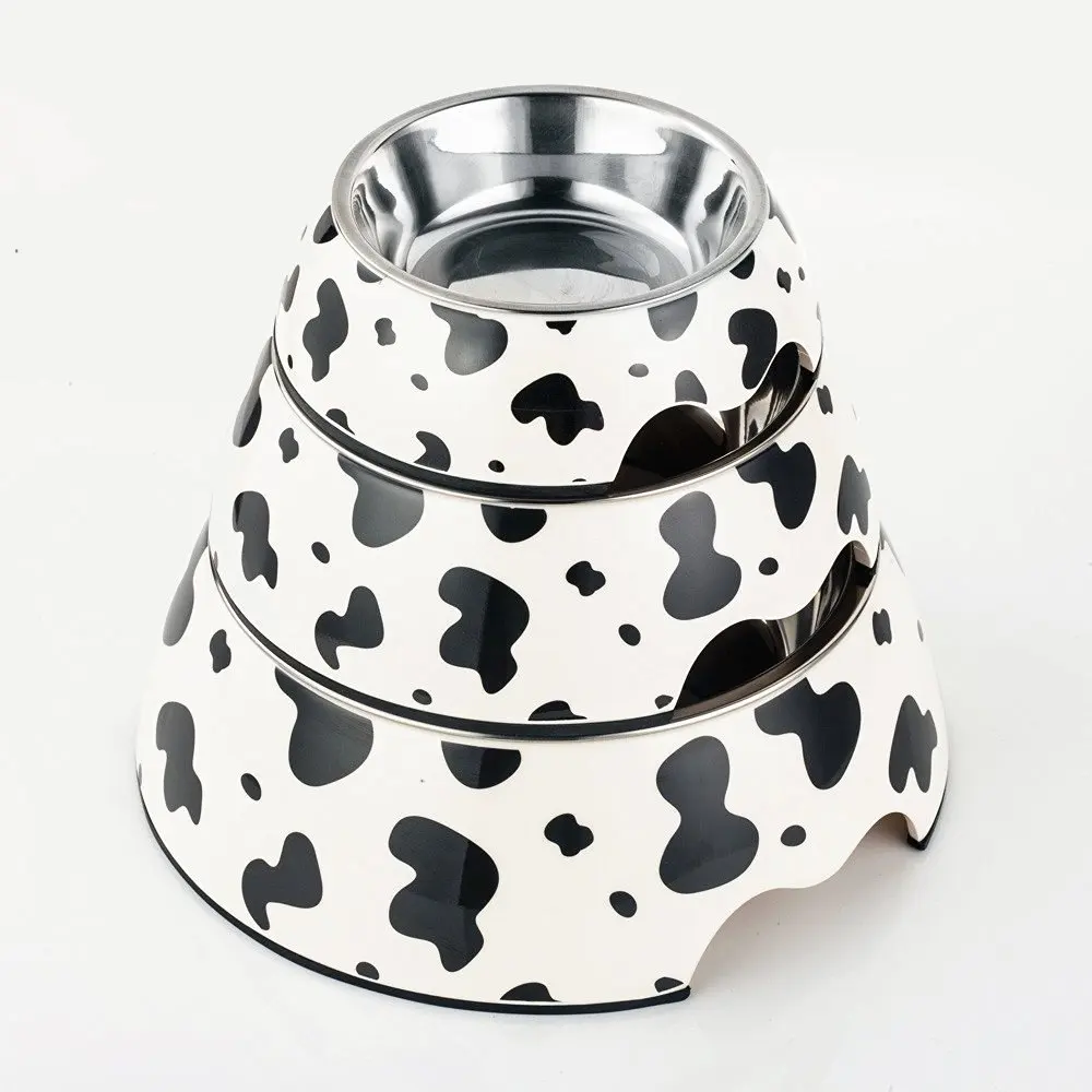 High Quality Melamine Plastic Stainless Steel Dog Bowl Pet Dinner Dish Feeding and Watering S/M/L Size