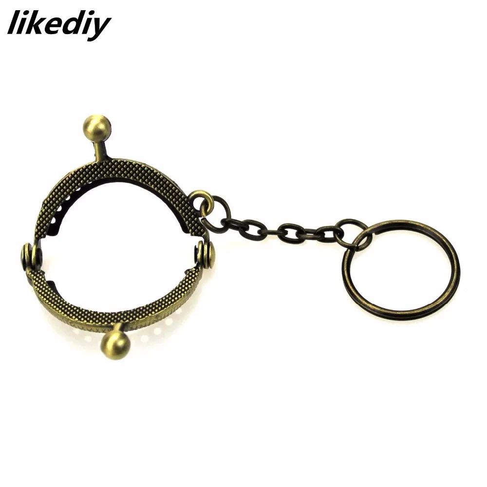 3 Pcs/Lot 4 CM Golden Bronze Silver Half Round Metal Purse Frame Kiss Clasp Lock With Key Ring Bag Accessories 3 Colors