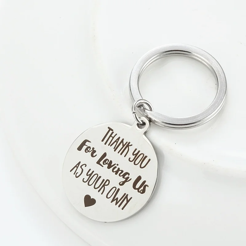 Step Dad Gift Thank You for Loving Me as Your Own KeyChain  Guardian Keyring Foster Parents Key Chain Letter Birthday Gifts