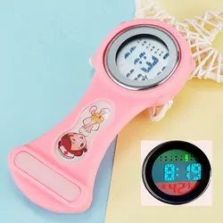 Reloj de bolsillo colgante de pecho de silicona para enfermera, reloj despertador luminoso electrónico médico, reloj de bolsillo con pantalla Digital