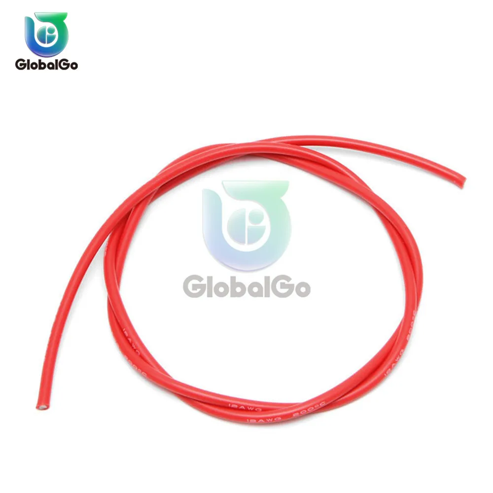 2pcs 16AWG Silicon Wire Heatproof Soft Silicone Silica Gel Wire Cable 1 Meter Black +1 Meter Red