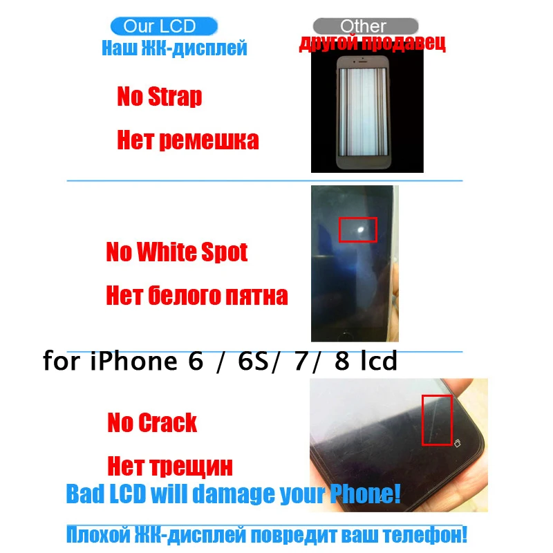 

Free Gift for iPhone 6 6S LCD Screen on 8 Display Pantalla Replacement 7 Touch Ecran Schermo for iPhone 7 Black White with Tool