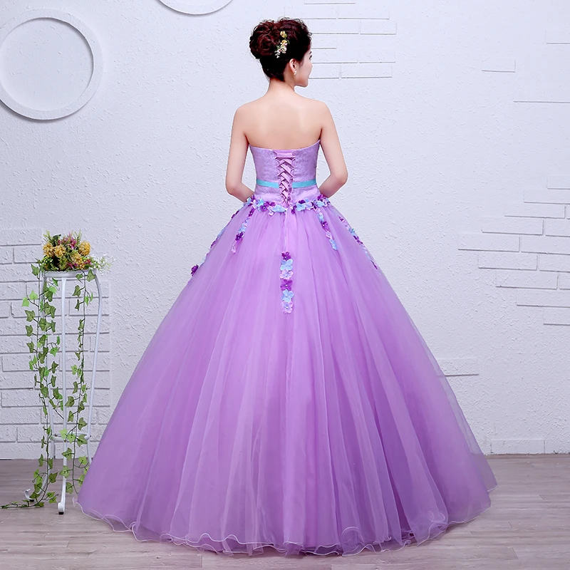 Velnosa-vestido De Novia De Organza sin tirantes, vestido De Novia con flores púrpuras, estilo coreano, Princesa, barato, 2020