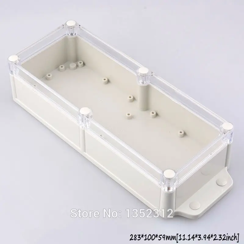 

5 pcs/lot 283*100*59mm electronic project box IP68 waterproof enclosure wall mount junction box with belt ears DIY control box