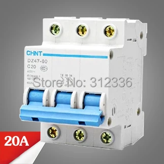 Free Shipping 2 years Warranty  DZ47-60 C20 3P 20A  3 pole domestic C type small air switch unipolar Electric shock protection