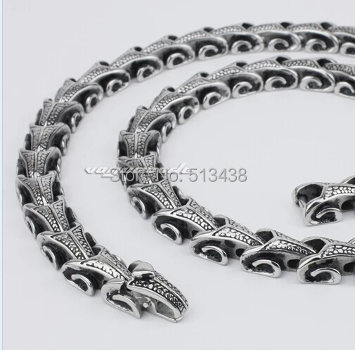 Christmas Gifts 24 inches So Cool 11mm Stainless steel Men Necklace Bike dragon Chain Bling Jewelry