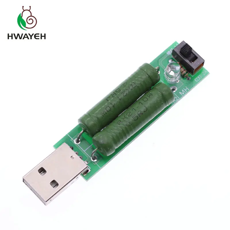 USB mini discharge load resistor 2A/1A With switch 1A Green led, 2A Red led USB Power Adapter for arduino