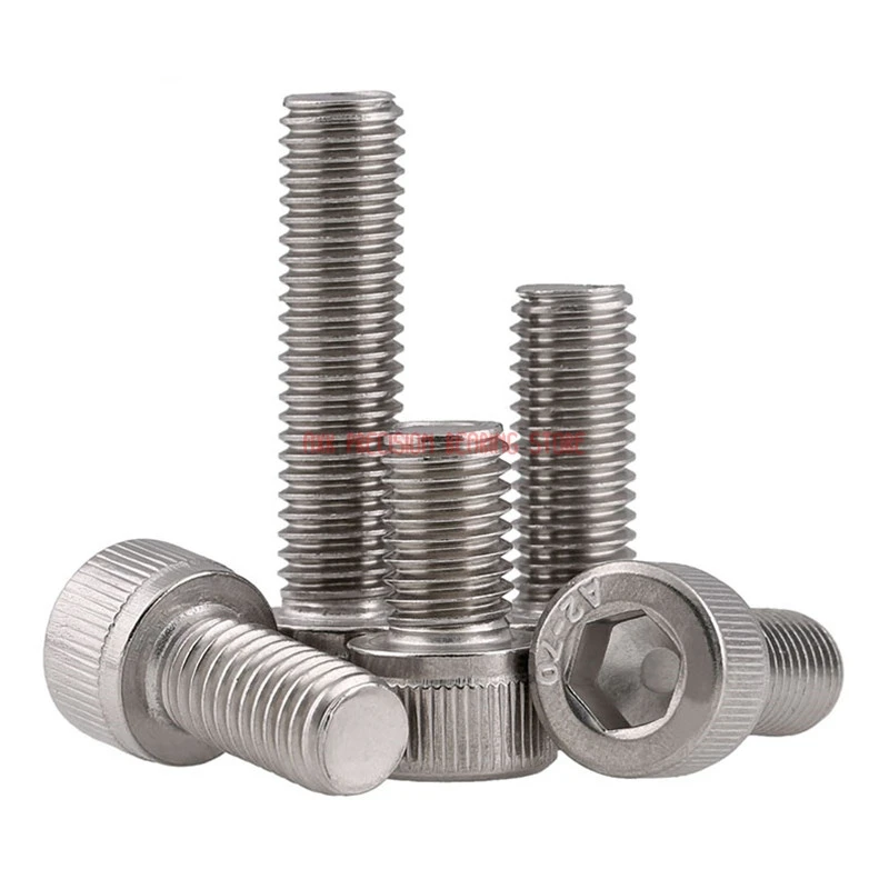 100pcs Metric Thread DIN912 M2 304 Stainless Steel Hex Socket Head Cap Screw Bolts M2*(4/5/6/8/10/12/14/16/18/20) mm