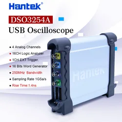 Hantek DSO3254A USB Oscilloscopes 4CH 250Mhz 1GSa/s PC Storage Signal generator 16 Channels Logic Analyzer Tester Waveform