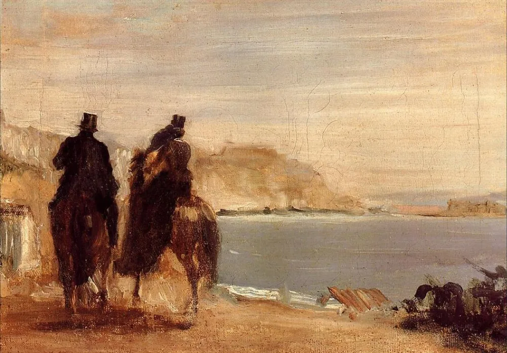 High quality Oil painting Canvas Reproductions Promenade by the Sea (1860)  By Edgar Degas hand painted