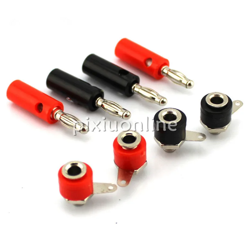 1Set Male + Female 4mm Banana Plug For Insert Connector Audio Speaker Screw Pin DIY Model  J072 Drop Shipping