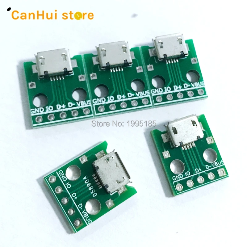 5/10pcs MICRO USB To DIP Adapter 5pin Female Connector B Type PCB Converter Breadboard USB-01 Switch Board SMT Mother Seat