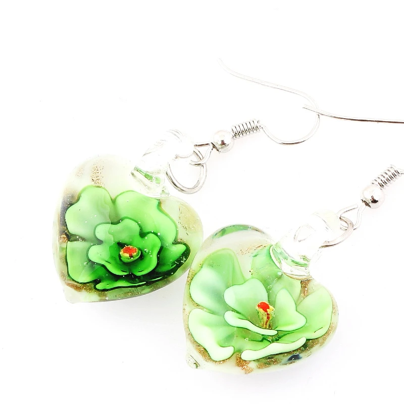 QianBei Promot Women Handmade Murano Lampwork Glass Mixed Color White snacks Charms Beauty Earring Hot