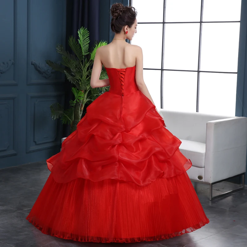 Robe de mariée en dentelle pour femmes, nouvelle collection printemps-automne, rouge et blanc, YC-73