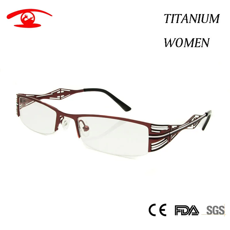 Sorbern Titanium Glasses Women Optical Luxury Red Frame Glasses Myopia Glass Half Rim Nerd Glass Optik Eyewear