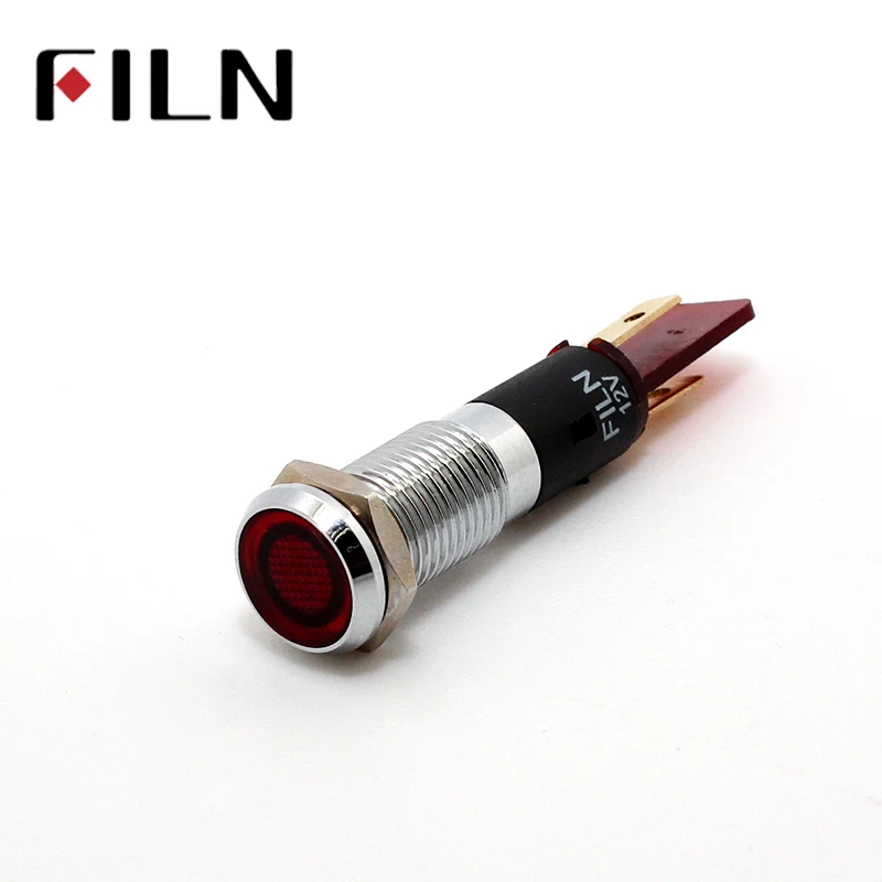 Filn FL1M-8FJ-1 8 Mm Merah Kuning Biru Hijau Putih 24 V 220 V LED Metal Lampu Sinyal