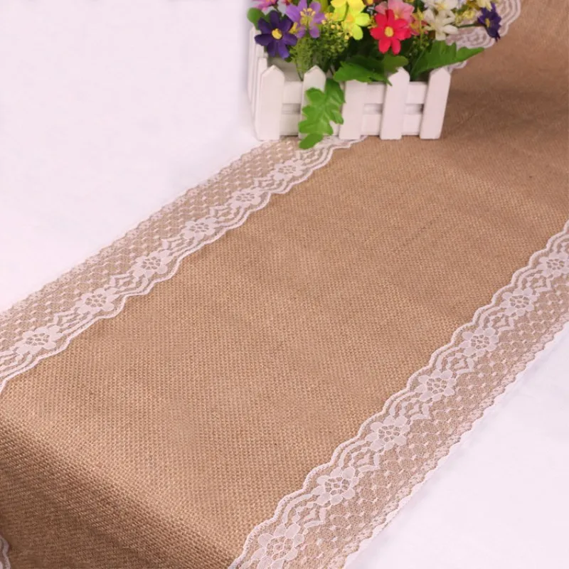 100% Natural Jute Burlap Table Runner Rustic Shabby Hessian Table Runner for Wedding Festival Party Event Decorations 30*275CM
