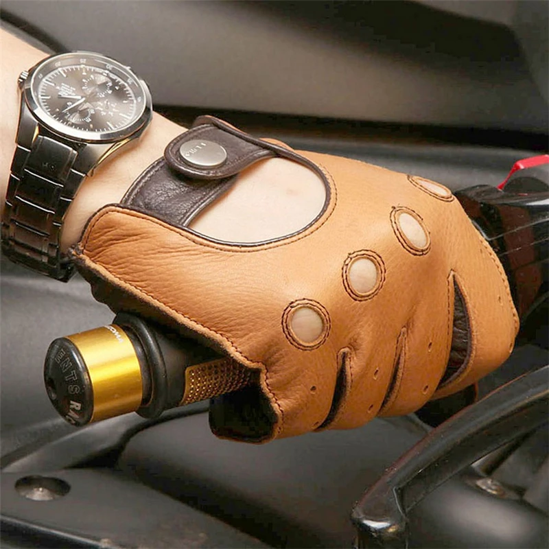 Genuine Leather New Arrival Luxury Men Gloves Fashion  Deerskin Driving Glove Solid Wrist Breathable Motorcycle EM002W-5