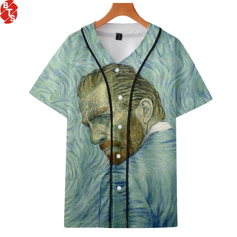 Van Gogh 3D Print Baseball T-shirts Women/Men Summer Short Sleeve 2018 New Fashion Tshirts Casual Streetwear Baseball Tee Shirts