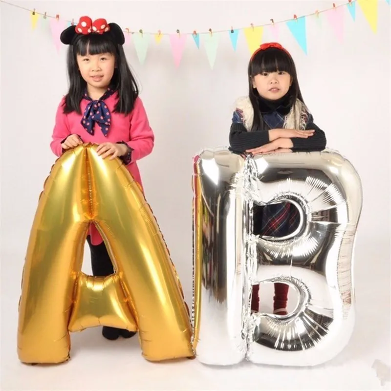 90CM Gold Silver Alphabet Helium Aluminum Foil Balloon 26 Letters Wedding Christmas Birthday Party Decoration Supplies